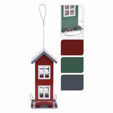 2x stuks vogel voeder huisje voor vogelzaad grijs metaal 27 cm vogelhuisje