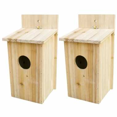 2x stuks vogelhuisjes/vogelhuisjes naturel hout 30 cm