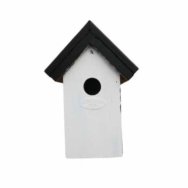 Houten vogelhuisje/vogelhuisje 22 cm zwart/wit dhz schilderen pakket