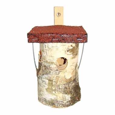 Vogelhuisje rond natuur echt 20 cm