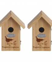 2x vogelhuisjes vogelhuisjes winterkoning silhouet 19 cm
