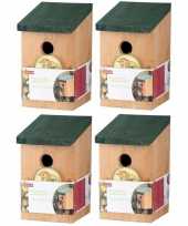 4x vogelhuisjes houten vogelhuisjes van 22 cm