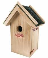 Houten vogelhuisje met bitumen dakje 16x22 cm