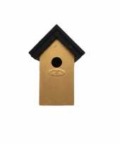 Houten vogelhuisje vogelhuisje 22 cm zwart goud dhz schilderen pakket