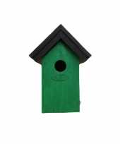 Houten vogelhuisje vogelhuisje 22 cm zwart groen dhz schilderen pakket