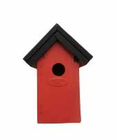 Houten vogelhuisje vogelhuisje 22 cm zwart rood dhz schilderen pakket