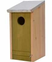 Houten vogelhuisje vogelhuisje lichtgroene voorzijde 26 cm 10158628