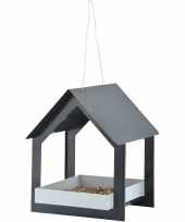 Metalen vogelhuisje voedertafel hangend antraciet 23 cm