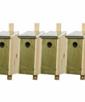 Set van 4 houten vogelhuisjes vogelhuisjes lichtgroen 26 cm