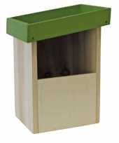 Vogelhuisje nesthuisje groen dak van hout 25 cm