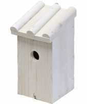 Vogelhuisje vogelhuisje hout wit ribdak 14 x 16 x 27 cm